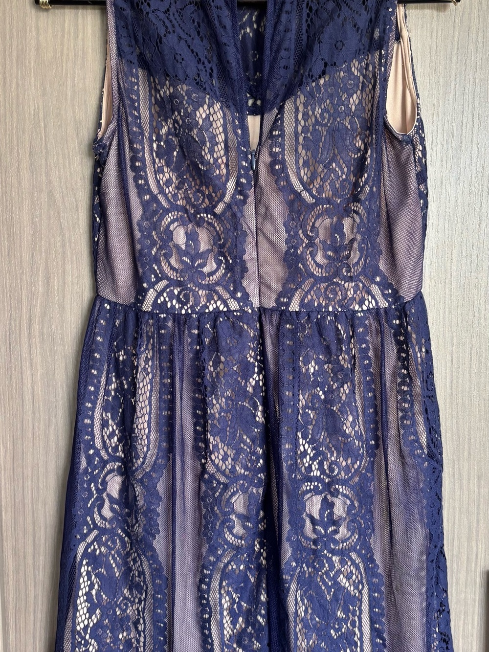 Alrar’d state Navy Blue Lace Fit-and-Flare Dress - Picture 2 of 3